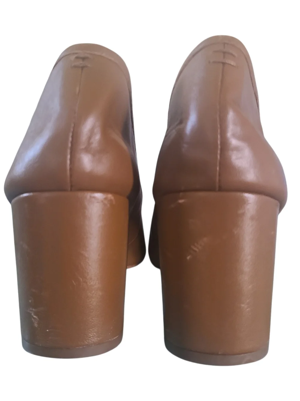 Madewell Reid Pump Genuine Leather Cognac Round Toe Cylindrical Heel Size 9.5
